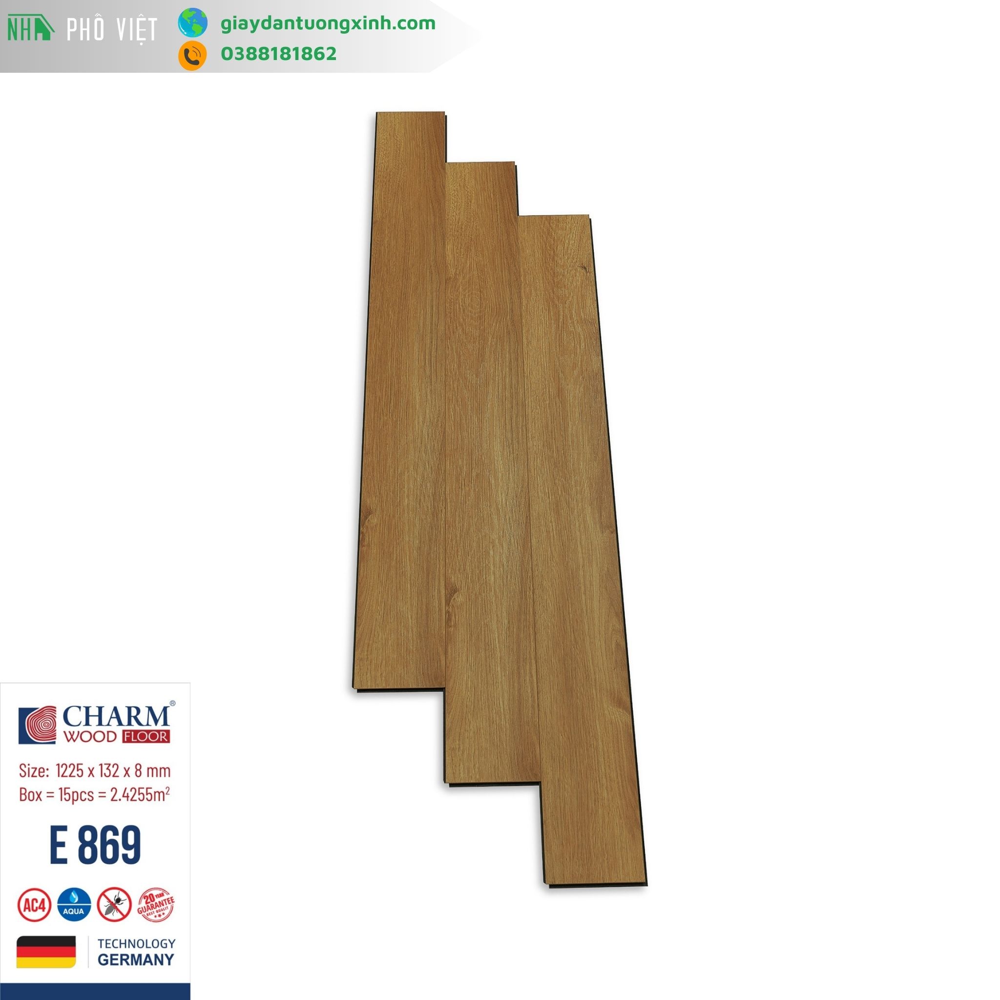 Sàn Gỗ Charmwood cốt xanh 8mm- E869