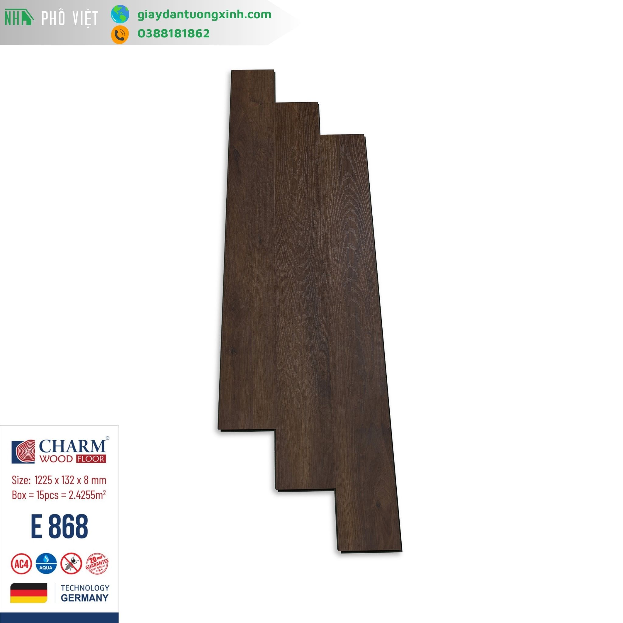 Sàn Gỗ Charmwood cốt xanh 8mm- E868