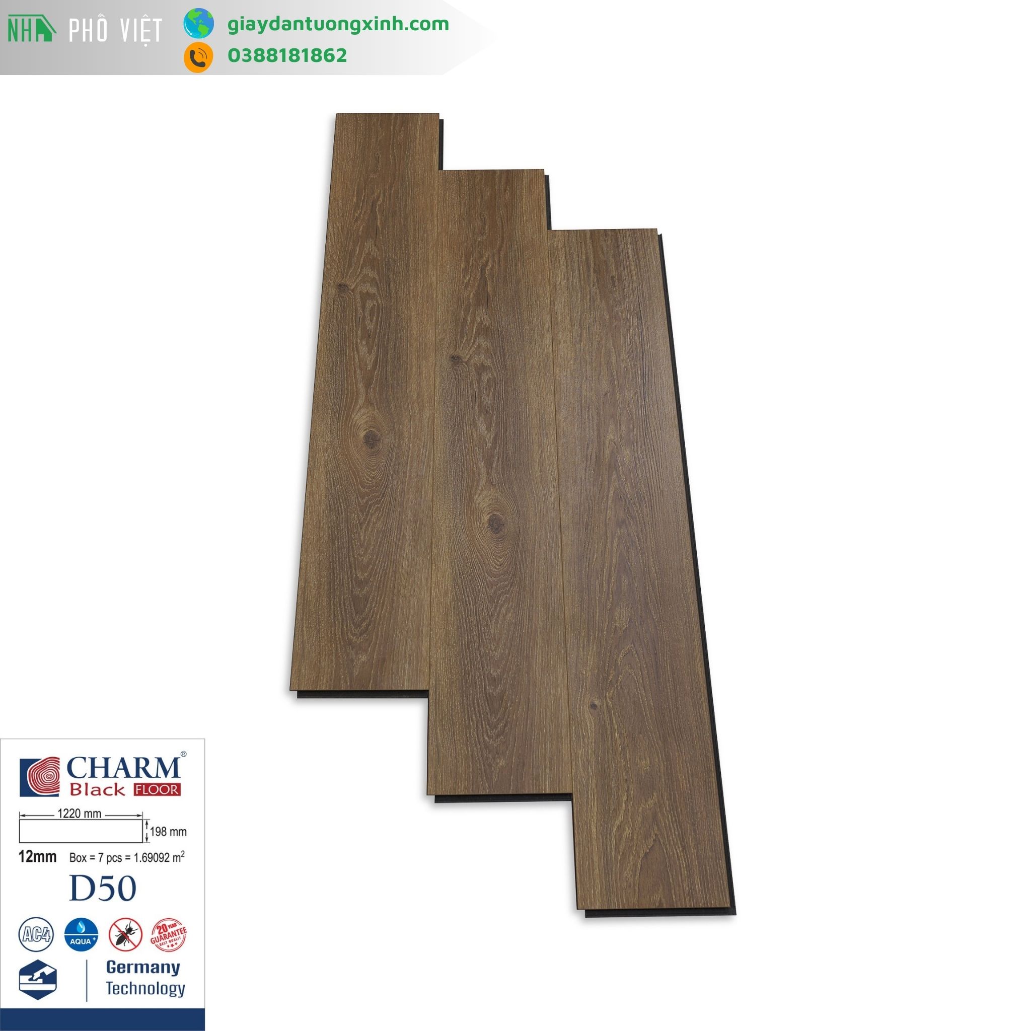 Sàn Gỗ Charmwood cốt đen 12mm- D50